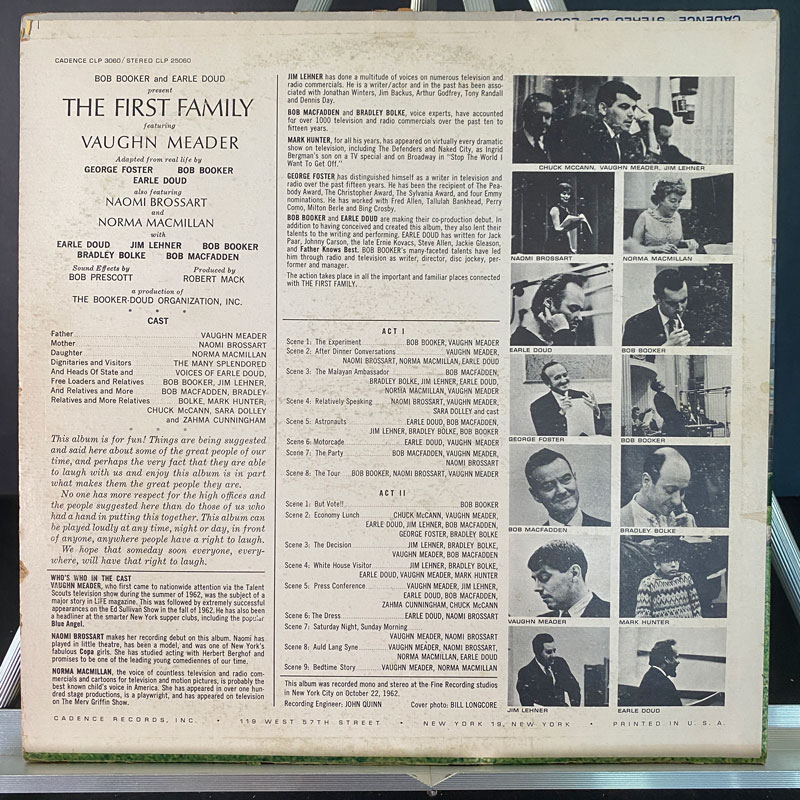 Bob Booker And Earle Doud Featuring Vaughn Meader With Earle Doud ~ Naomi Brossart ~ Bob Booker ~ Norma Macmillan – The First Family - Image 2